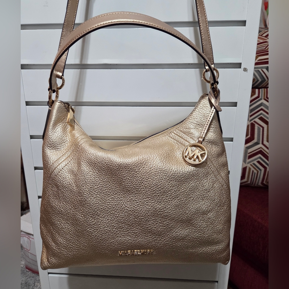 Michael Kors Gold Textured Hobo Bag